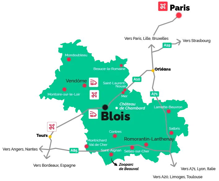 Carte du Loir-et-Cher et de son accessibilité